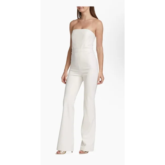 Women's Alice & Olivia Faux Leather Jumpsuit Size 6 White - Picture 2 of 10